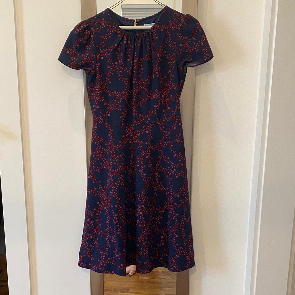 Draper James Navy and Red Floral Patterned Dress